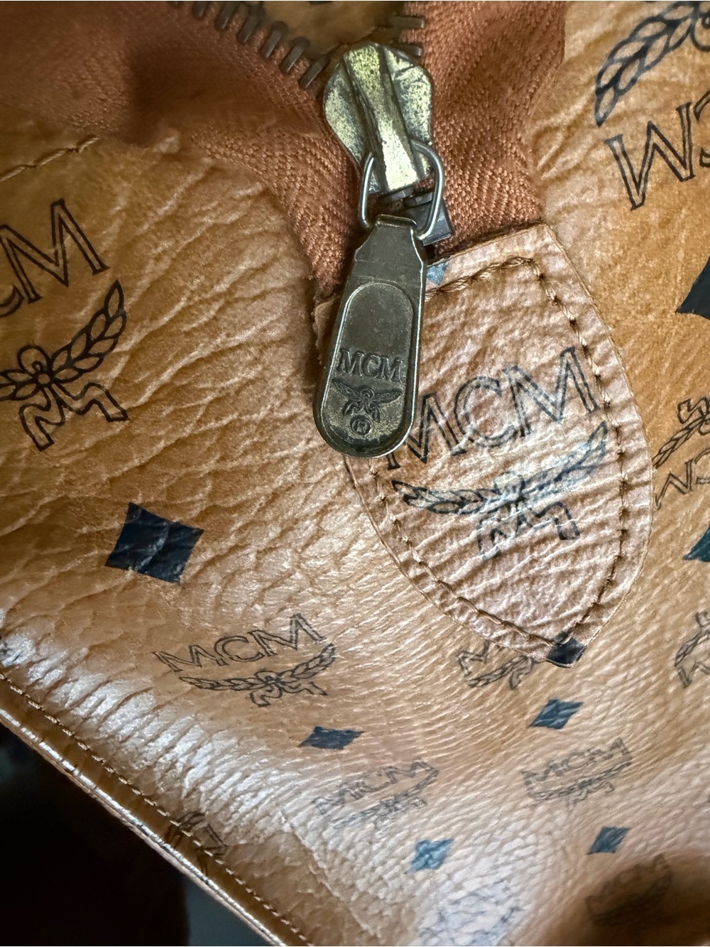 MCM Cognac Visetos Logo Tote Bag - Picture 10 of 10